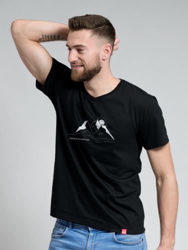 Pánské tričko BONDY černé s potiskem Láska hory přenáší,vel. XL