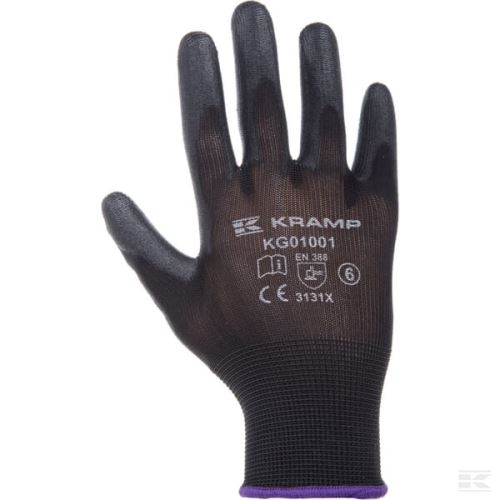 Pracovní rukavice  černé, nylon/polyester, délka 26 cm, 3 páry/bal, Protect by Kramp