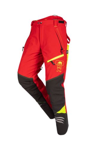 1SPO907R Protipořezové kalhoty Ninja, červená/žlutá